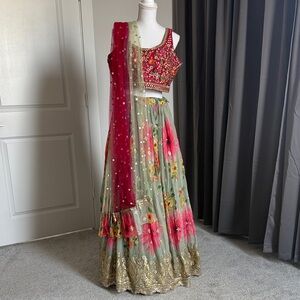 Floral Embroidered Lehenga Choli with Dupatta